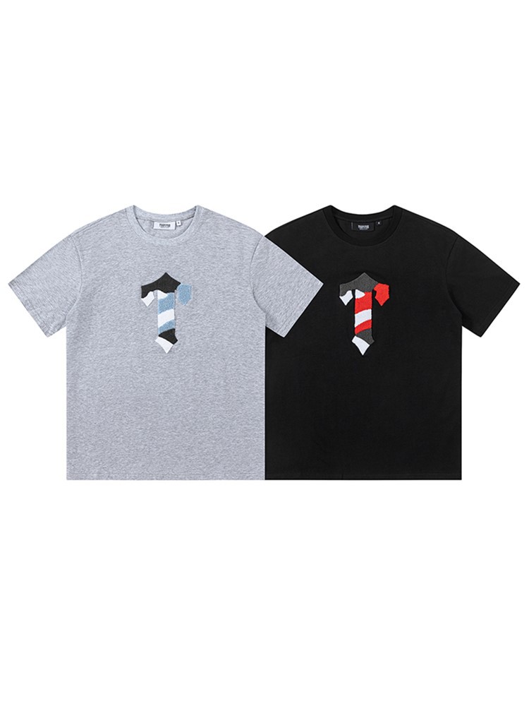 Trapstar verano pantalones cortos de manga corta hombres y mujeres toallas de moda europea y americana bordadas impresión T-letter T-shirt casual set