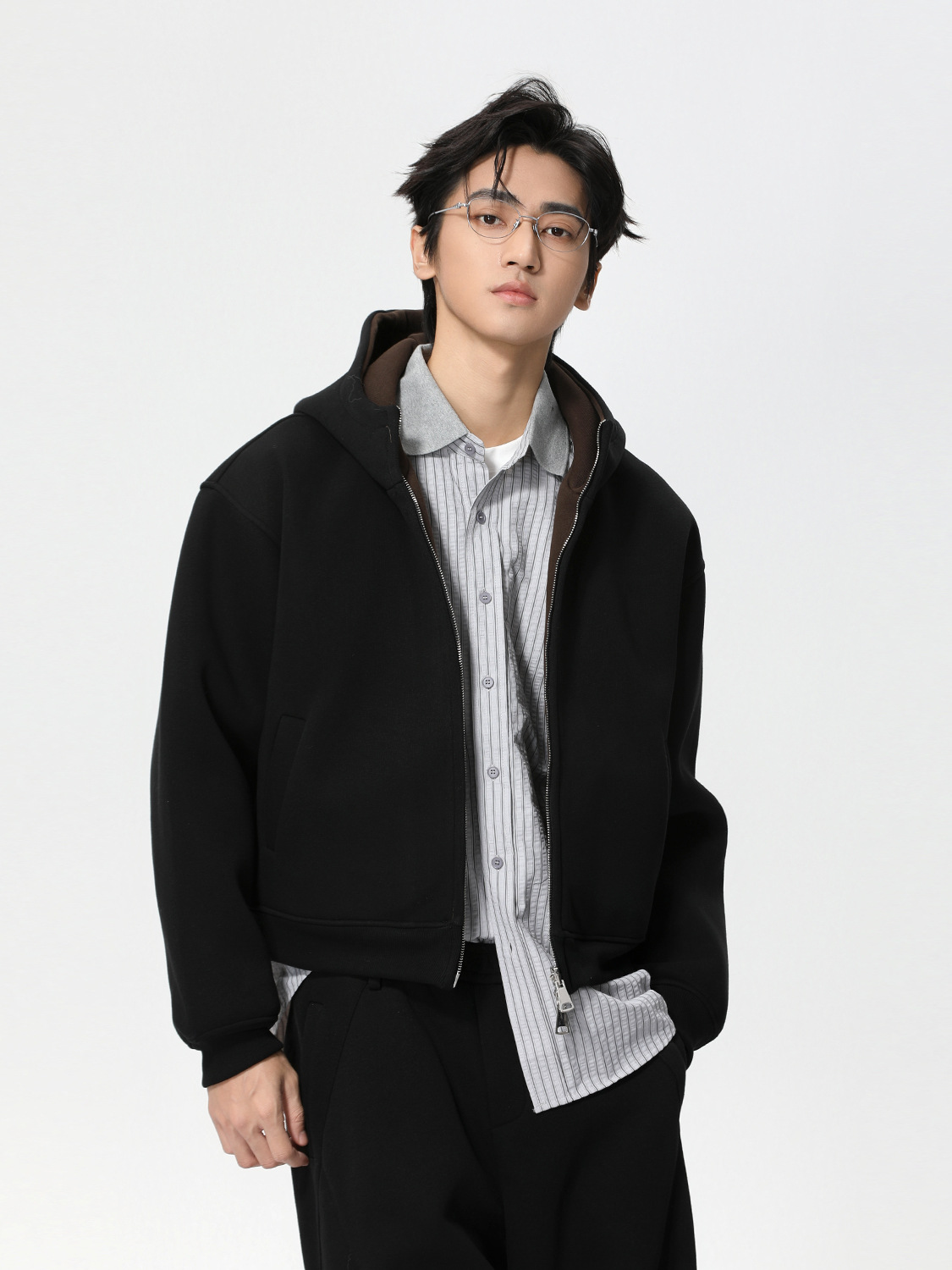 MTLCLOTHES Hombres| Coreano de color sólido pesado encapuchado corto de doble cara chaqueta deportiva de moda casual