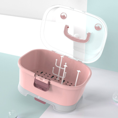 Large Baby Bottle Storage Box Portable Baby Utensil Storage Container Drainage Dustproof Drying Rack Powdered Milk Box