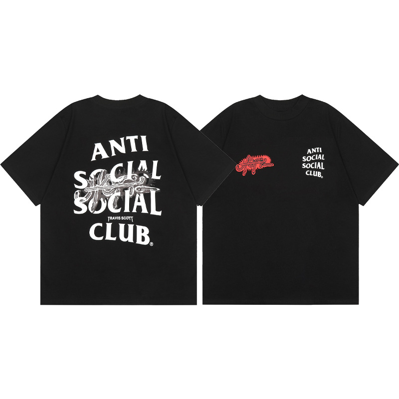 Diferencia de moneda del mercado ASSC CLUB fujiwaro Lightning serie impresa camiseta suelta de manga corta para hombres y mujeres