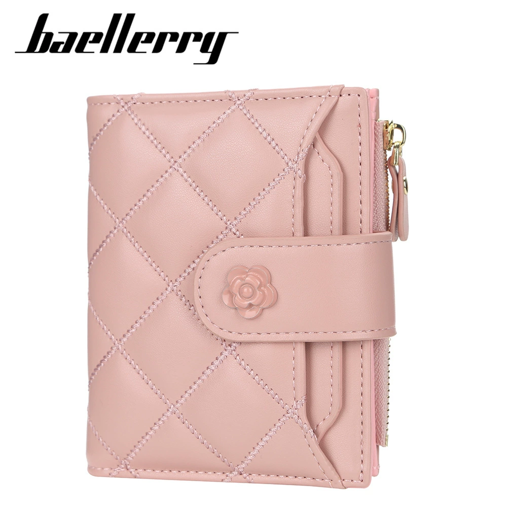 Wallet (baellerry) diamond-quilted pattern, capacious card holder, compact 12.7×10×2.5 cm