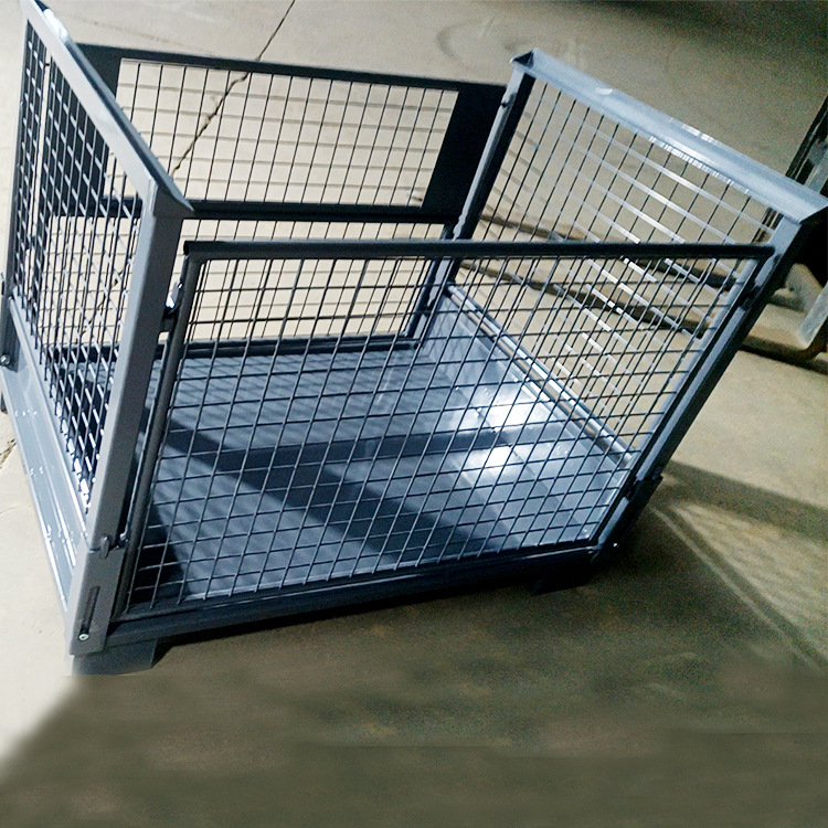 欧式折叠仓储笼 四面进叉欧式金属周转箱 一件起批