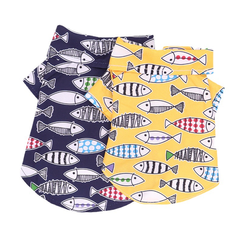 Nuevo pequeño perro ropa de playa perro mascota camisa de polo gato camisa de dibujos animados de primavera y verano ropa de cuatro estaciones al por mayor