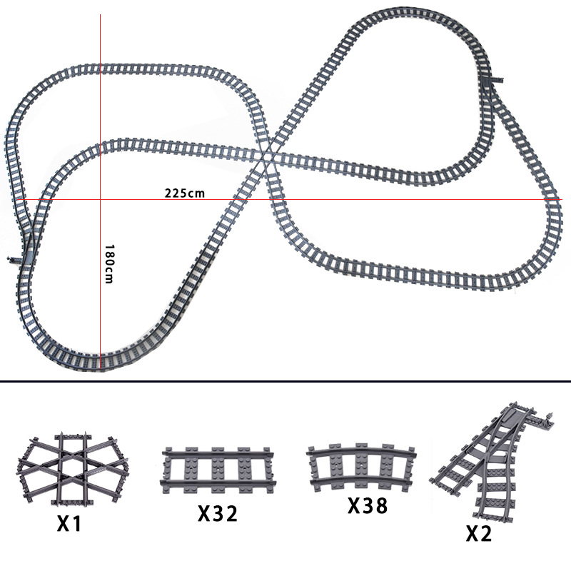 Tren De La Ciudad vía del tren compatible con el carril recto curva combinación escena pequeña partícula montaje bloques de construcción bolsa de juguete