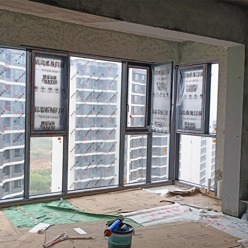 Puertas y ventanas de aleación de aluminio de doble capa de vidrio hueco ventanas de aislamiento acústico puente roto abierto nuevo estilo hermoso ventana panorámica de piso simple