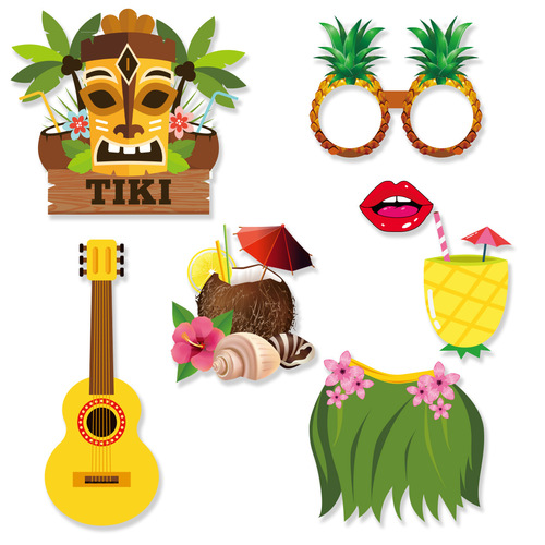Cross-border Hawaii beach party decoration glasses grass skirt pineapple guitar shape photo props wholesale customization