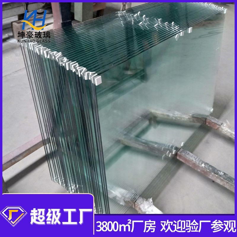 10mm超白钢化玻璃双边机精磨亮光边展柜玻璃视窗柜门钢化玻璃