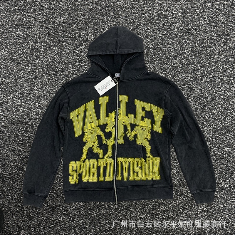 2025新款欧美跨境VALLEY Hoodie美式潮连帽拉链卫衣外套运动长裤|undefined