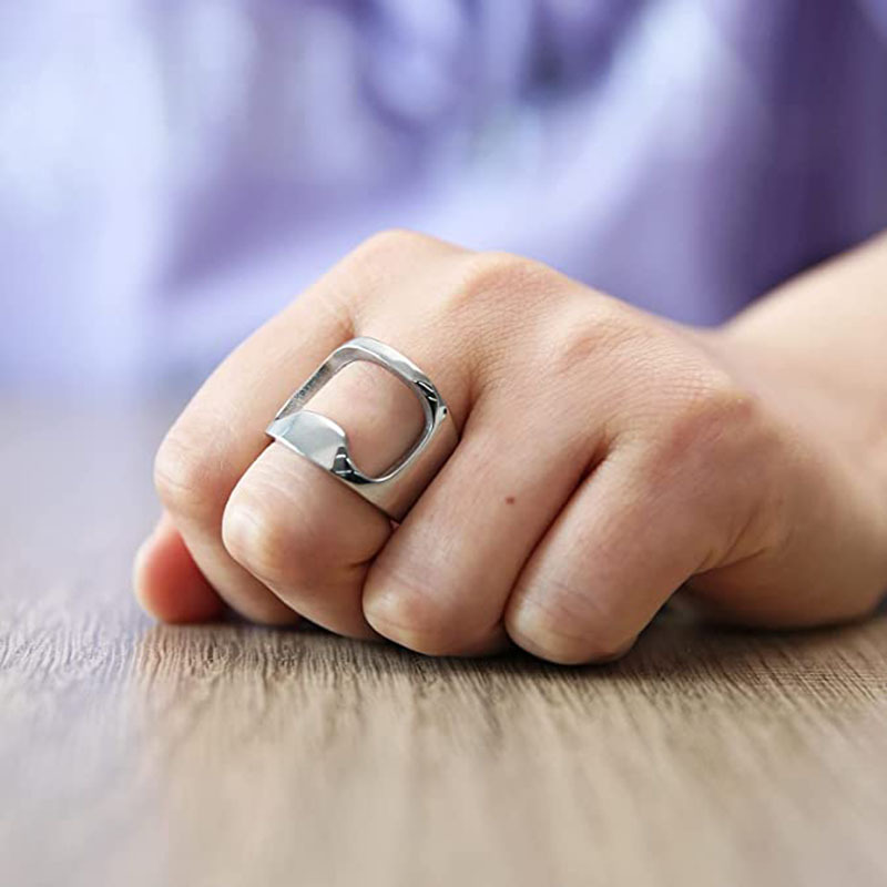 Men's Stackable Titanium Steel Beer Bottle Opener Ring_voghion.com