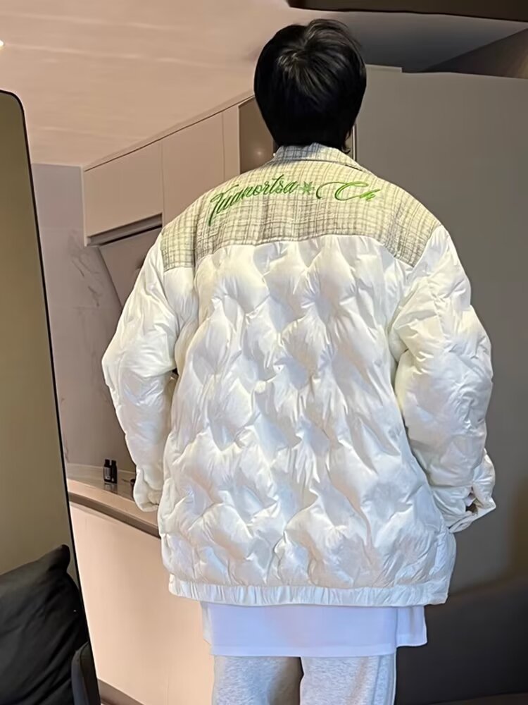 Estilo coreano solapa otoño e invierno abrigo nuevo estilo a cuadros estilo Chanel abrigo de pan de los hombres de moda casual engrosada abrigo cálido