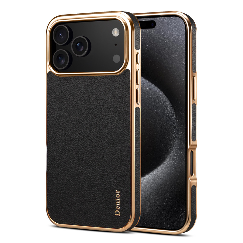 Denior苹果17ProMax真皮手机壳iPhone17牛皮电镀壳17Pro保护套Air|undefined