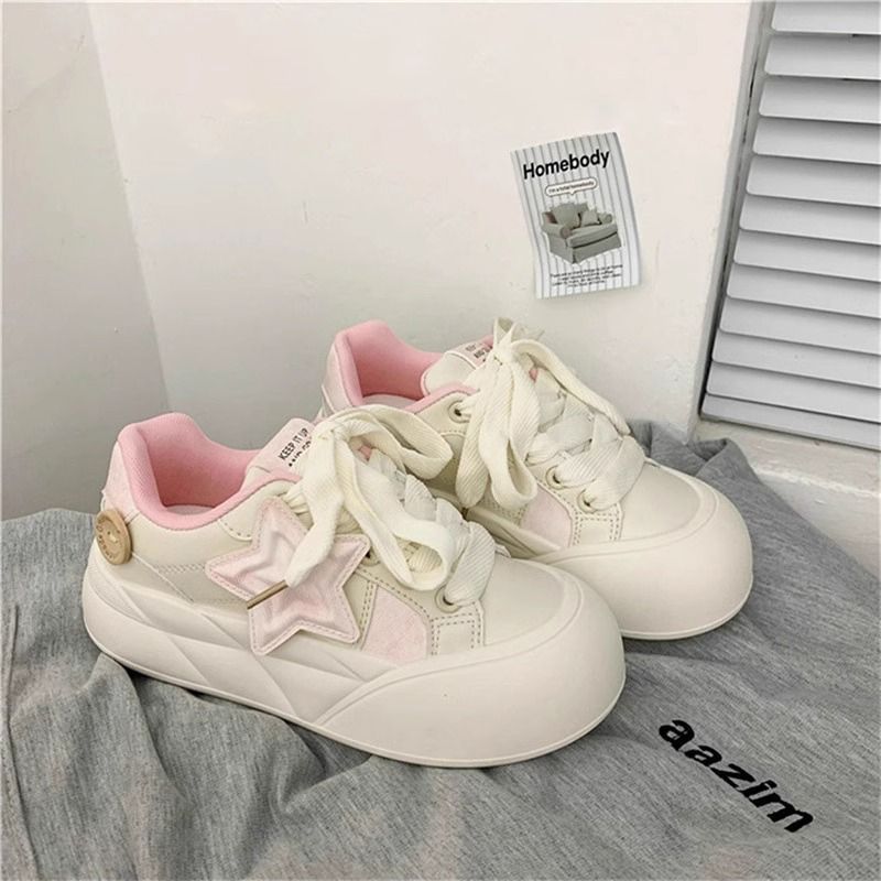 El nicho de alto valor original de suela gruesa zapatos blancos de mujer 2024 nuevos zapatos transpirables de mujer zapatos casuales de dopamina