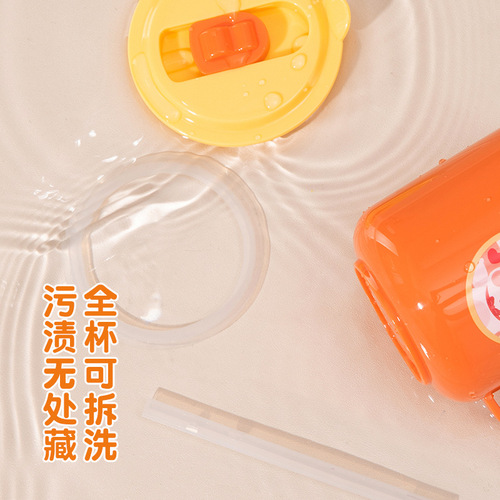 316 stainless steel children's milk cup with scale double-layer baby learning cup straw cup 304 cartoon mouth cup gift