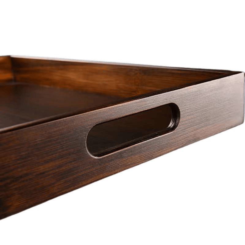 bandeja de té japonesa de bambú simple bandeja de color nuez almacenar bandeja de madera rectangular almacenamiento joyas antiguas