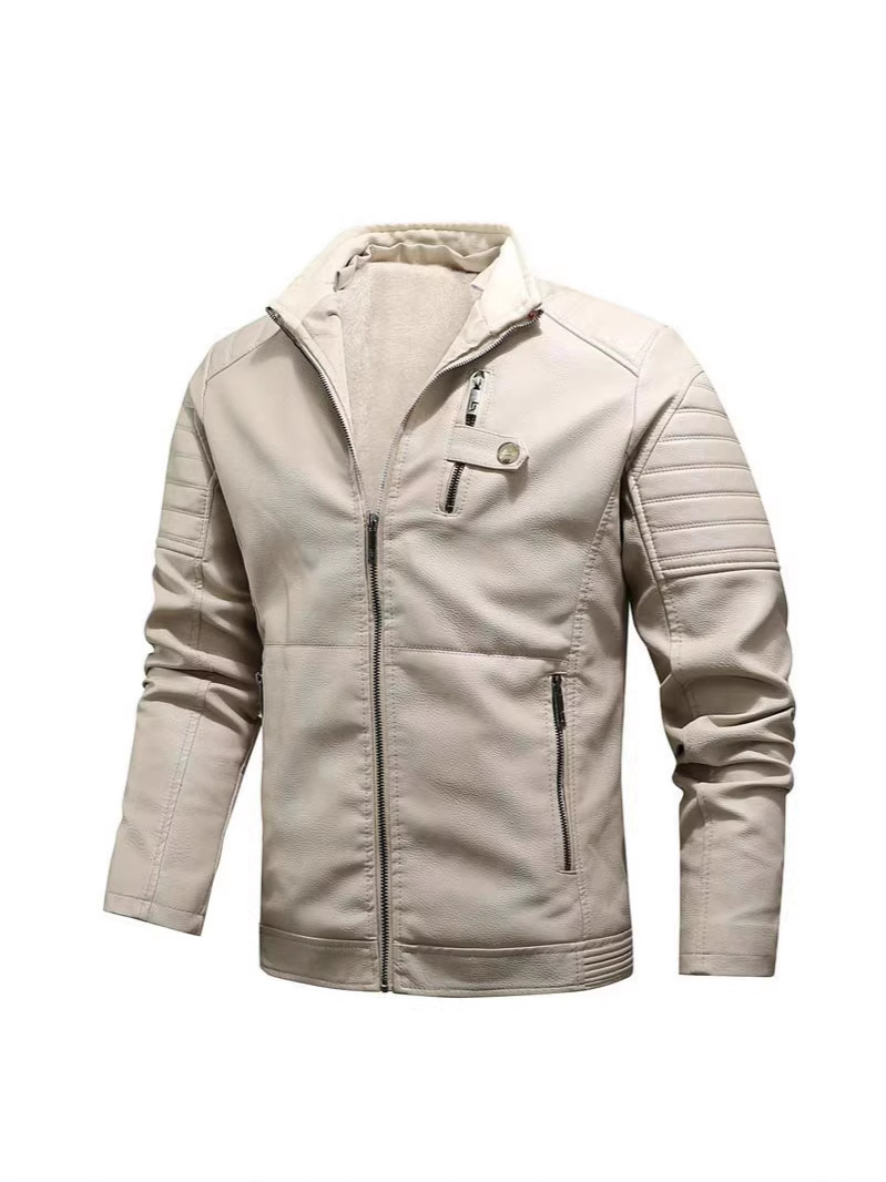 2023 otoño e invierno nuevo abrigo de cuero de los hombres jóvenes abrigo de cuero con Capucha forrada de lana abrigo de los hombres fábrica