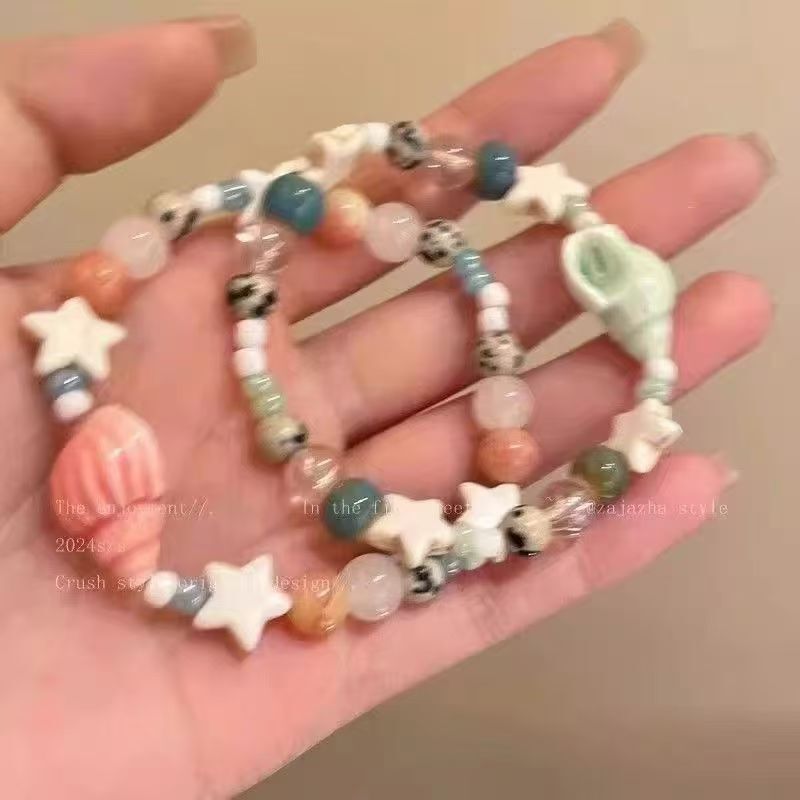 Vacation Style Conch Star Ceramic Beaded Bracelet Women's Light Luxury Niche Exquisite Bracelet High Beauty Value Student Party Bracelet