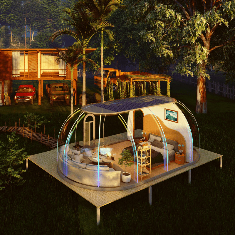 Área turística PC transparente estrella al aire libre acampamiento residencial hotel famoso albergue creativo estrella esférica habitación de tienda de campaña