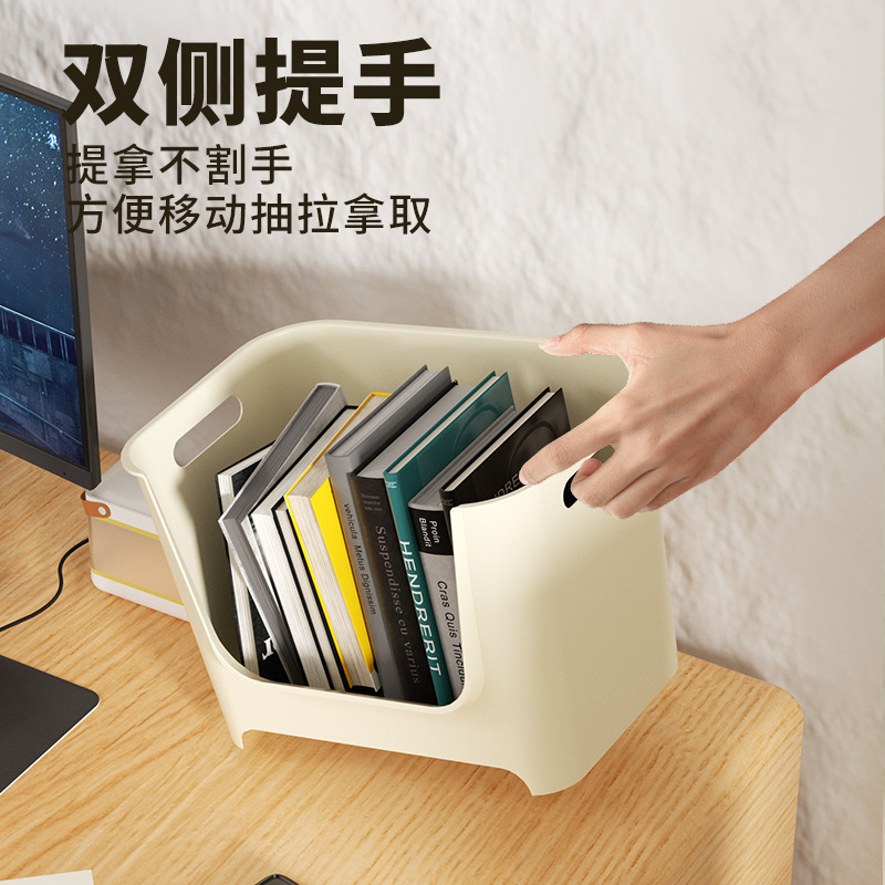 单层玩具收纳筐桌下置物书本移动置物筐奶油白-滑轮款（单层）1个