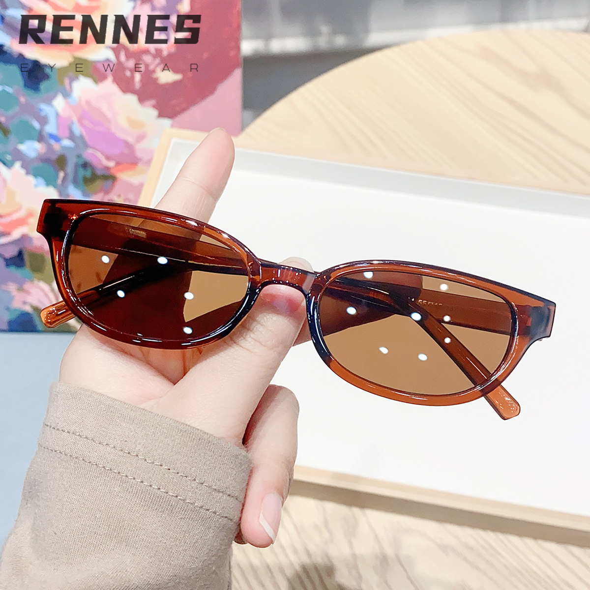 Gafas de sol retro rectangulares con montura pequeña 2024 nuevas gafas de sol europeas y americanas con protección UV para exteriores del mismo estilo
