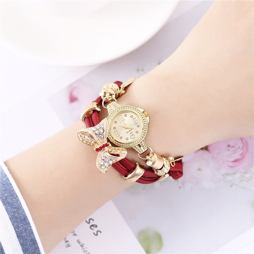 Elegant Sweet Leaf Bow Knot Women's Watch display picture 6