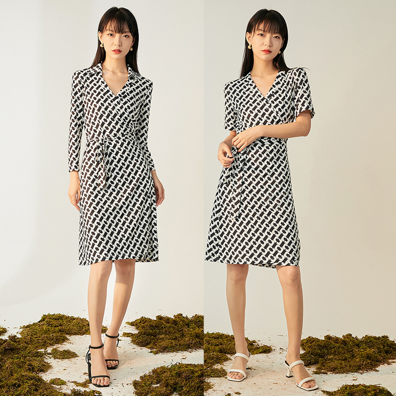 [Shengdu] Special clearance one-piece printing three-dimensional collar European and American temperament long dress for women