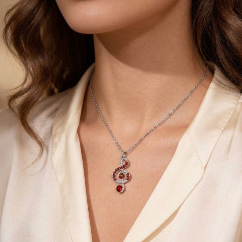 Vintage Silver Diamond Note Necklace for Girls with Rhinestone Music Notes, Simple and Versatile Gift Vintage Silver Diamond Note Necklace for Girls with Rhinestone Music Notes, Simple and Versatile Gift