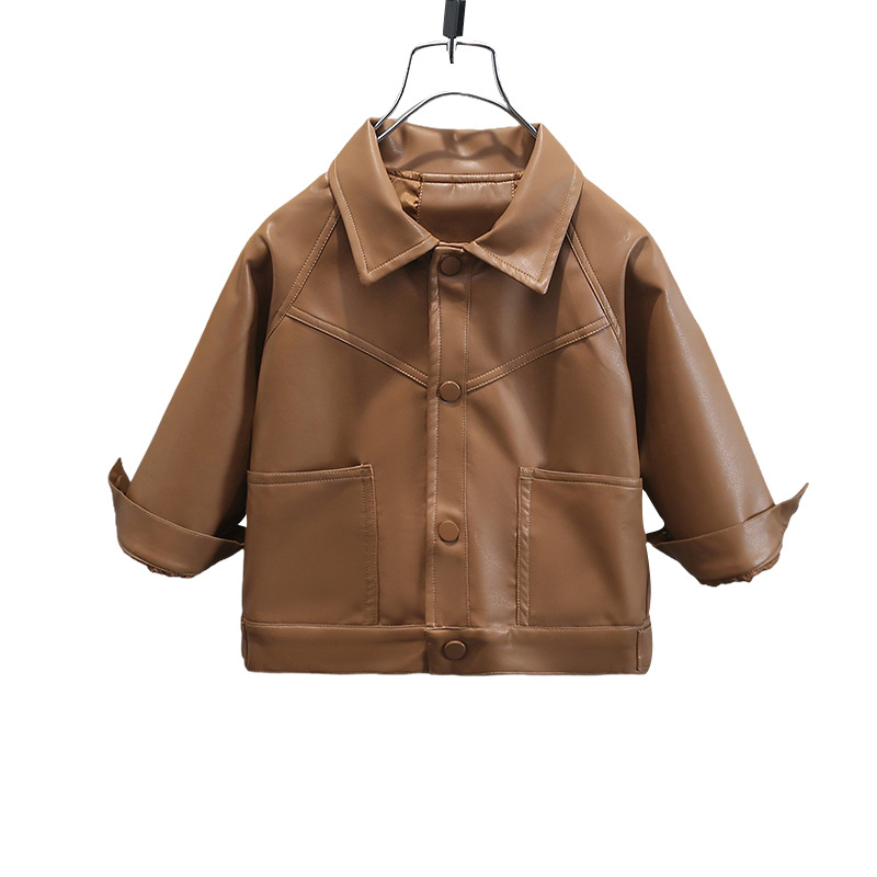 소년 코트 가죽 코트 어린이 봄과 가을 재킷 2024 새로운 서양식  한국 스타일 어린이 잘 생긴 탑 트렌디