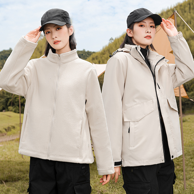 Comercio exterior de invierno nueva ropa de mujer al aire libre 3 - en - 1 calentamiento deportivo chaqueta de algodón con capuchón chaqueta