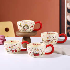 跨境卡通圣诞猫咪高颜值马克杯陶瓷水杯子可爱生日创意伴手礼品