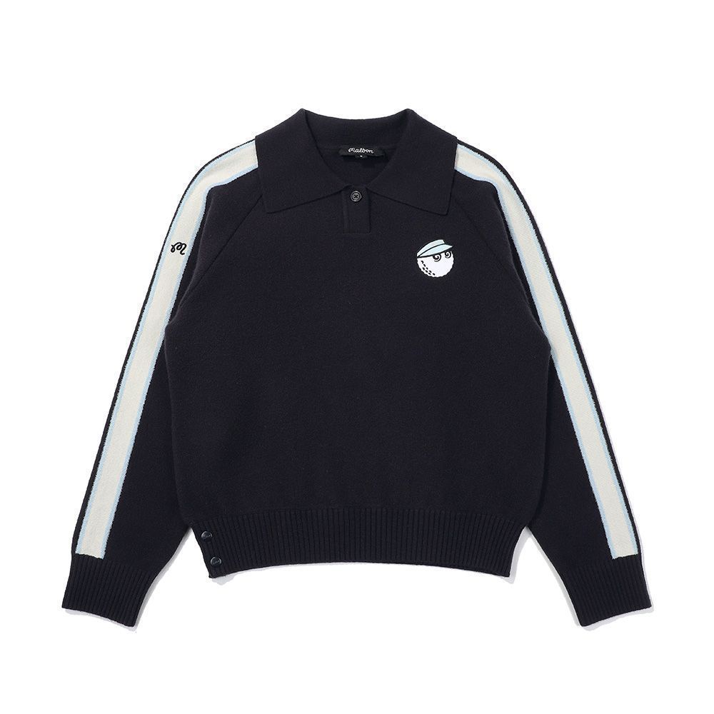 Korean Golf Clothing 24 Years Women's Autumn and Winter Color-Blocked Logo Pattern Button Lapel Knitwear Loose Long Sleeves