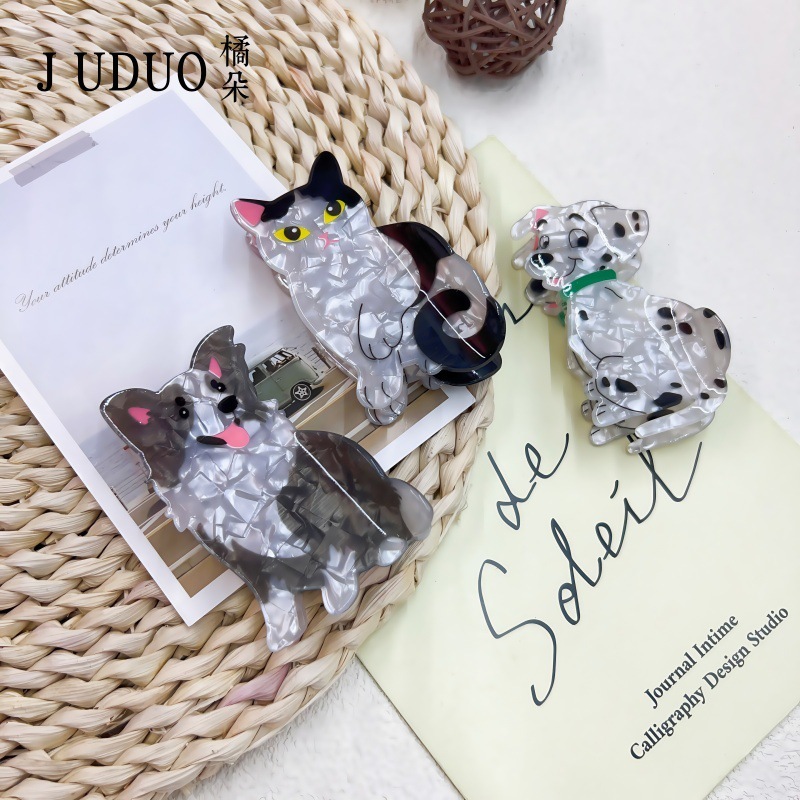 オレンジの花のジュエリー漫画の頭飾りヘアアクセサリー新しい漫画の子犬と子猫のヘアクリップ後頭部ヘアシャーククリップ女の子|undefined