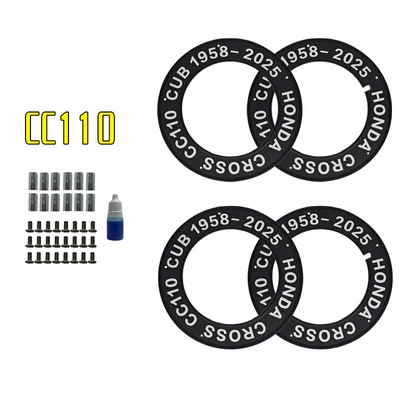 Suitable for Honda Cub Cc Motorcycle wheel hub - black-hub-cover-with-white-font-4-pieces-in-a-set-with-good-fonts
