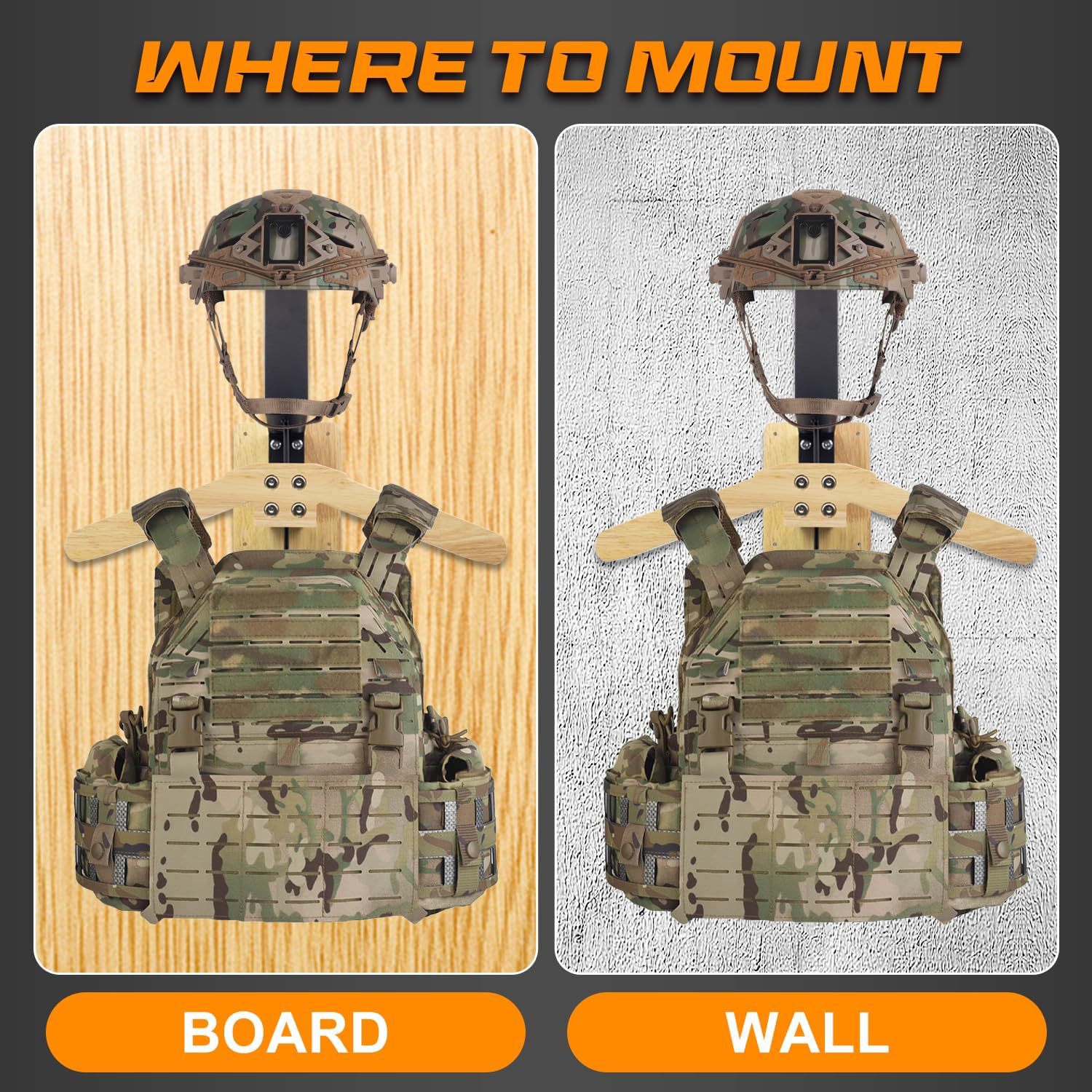 Cross-Border Tactical Helmet Wall-Mounted Storage Rack for Motorcycle Enthusiasts, Wall-Mounted Helmet Display Rack Made of Solid Wood That Won'T Damage the Helmet