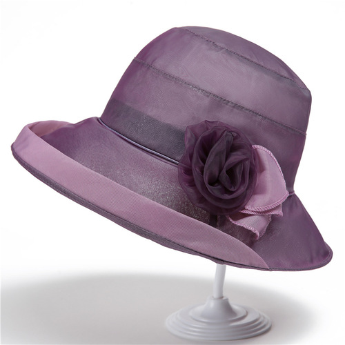 Ladies Stylish Summer Sun Hat for Middle-Aged and Elderly Women, Mother Sunshade Hat, Thin Brim Bucket Hat