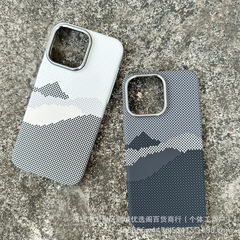 凯夫拉碳纤维纹理磁吸手机壳适用iPhone16promax磨砂苹果14保护套