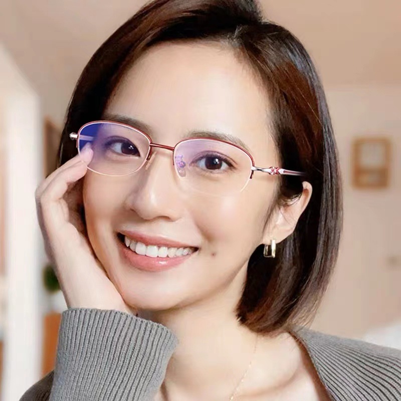 Anti-blue Light Reading Glasses Women's Ultra-light Anti-fatigue genuine goods High-definition Middle-aged and Elderly Men's High-end Fashion Glasses Brand