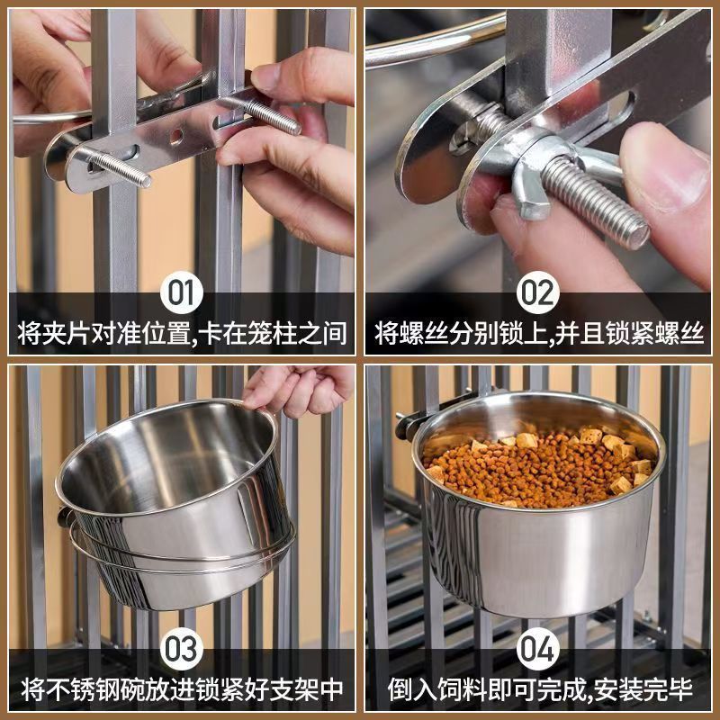 不锈钢狗盆悬挂饮水悬挂固定食盆狗碗大型犬喂食器猫碗狗碗宠物碗|undefined