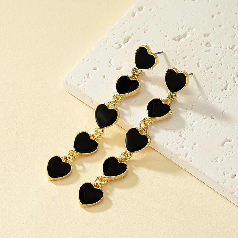 14g Weight Drop Earrings, Earrings Classification 1 Pair Quantity Holiday, Daily Occasion Alloy Material Heart Shape Pattern Women's Gender Enamel Design Simple Style Style 1 Pair Simple Style Heart Shape Enamel Alloy Drop Earrings Earrings 8