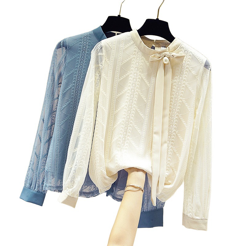 Women's Clothing 2024 bottoming shirt women's long sleeved spring new lace shirt slim fashion trend cover belly tops stylish small shirt_voghion.com