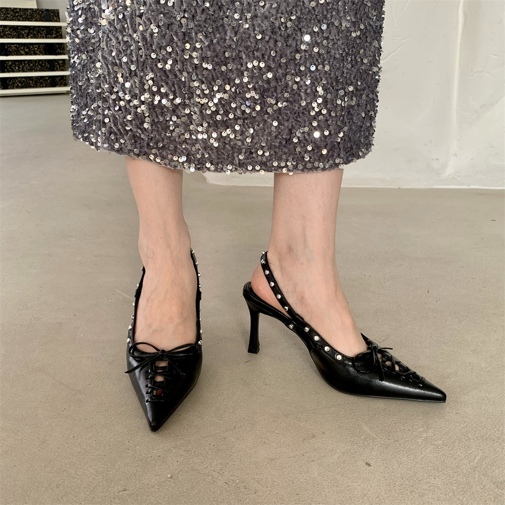 2024 New Spring Shoes European and American Pointed Toe Thin Heels Shallow Mouth Fashion Thin Front Straps and Back Vacuum Sandals_voghion.com
