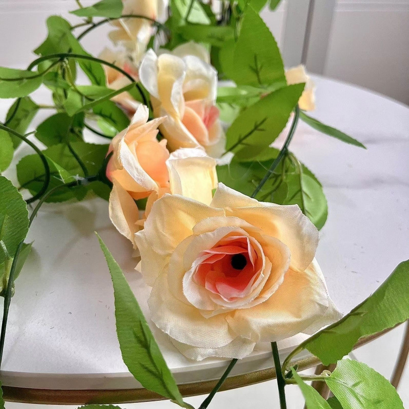 床头仿真花藤条结婚花高档玫瑰花吊顶空调管道花藤条遮挡婚房装饰|undefined