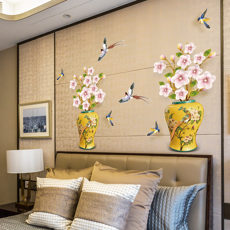 Realistisk 3d vas väggdekal för heminredning_voghion.com