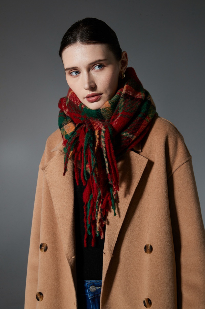 Christmas Plaid Tassel Scarf For Men And Women, Festive Style_voghion.com