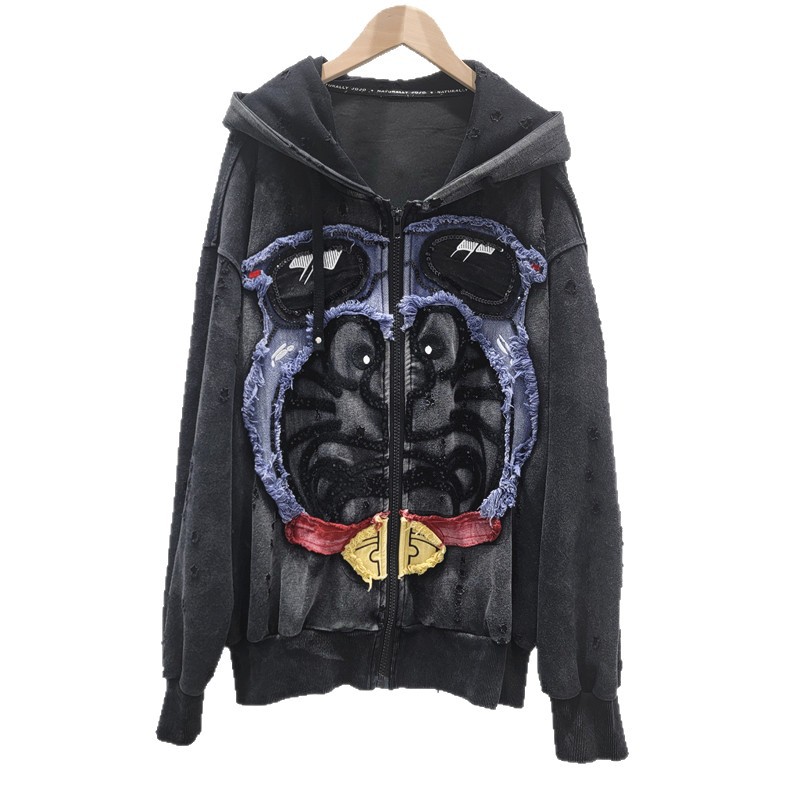 2025 otoño nuevo estilo coreano relajado casual versátil chaqueta con capuz estilo de mujer chaqueta de nicho vaquero