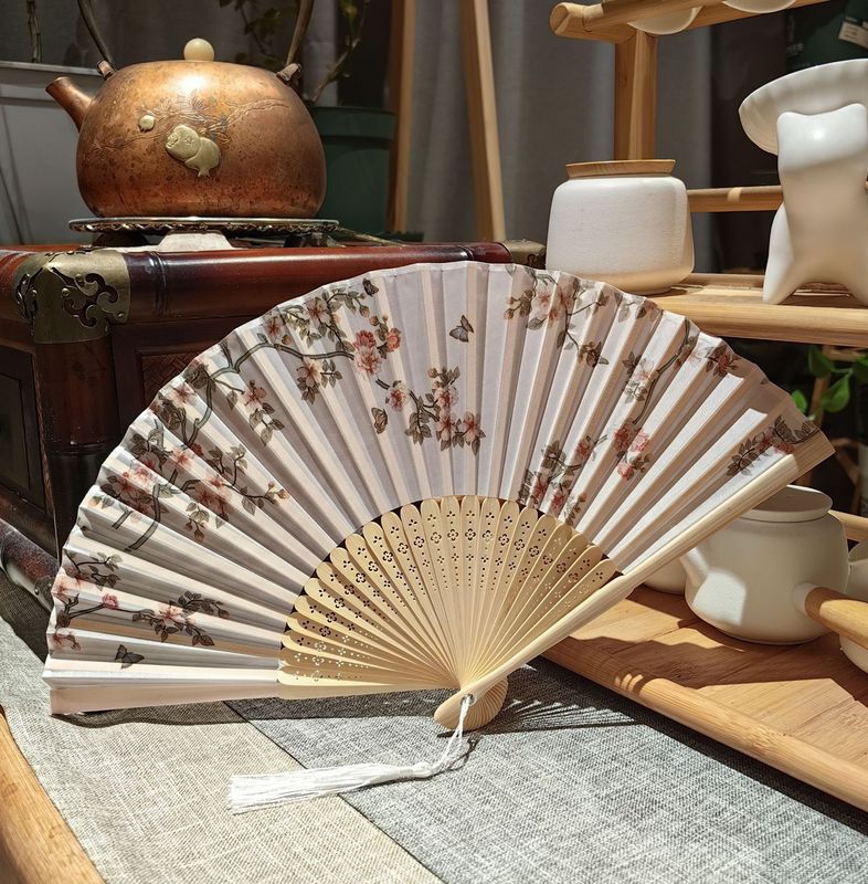 古風扇子扇風機中国風夏漢服チャイナドレス折り畳み扇風機小竹扇風機ダンス扇風機緑|undefined