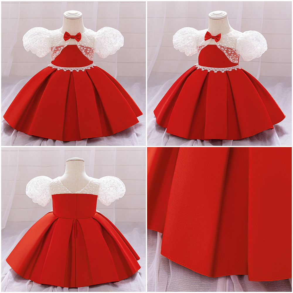 Nuevo vestido de princesa de niña transfronterizo vestido de satén bra vestido de aniversario
