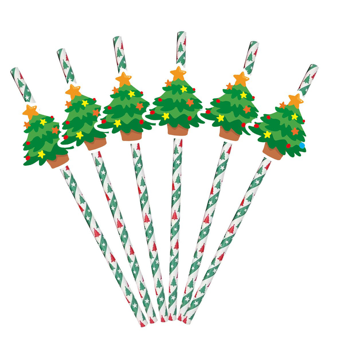 Navidad decoración paja fiesta suministros creativo papel paja árbol de Navidad Santa Claus paja en stock al por mayor