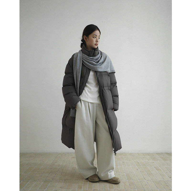 Evertrue 90 White Duck down Stand Collar down Jacket for Women, Warm Winter New Korean Style Mid-Length Coat 63749