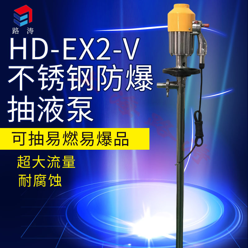HD手提式电动插桶泵HD-EX2-V+SS304-1200耐酸电动抽液泵油桶泵