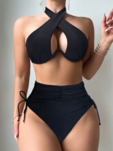 W 37551 Trendy Print Halter Bikini Set ӡ���Ҳ��Ȼ��� �羳��